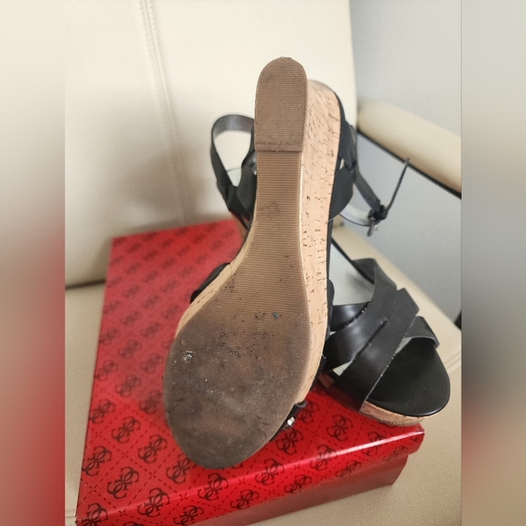 Black Cork Platform Guess Sandals - Picture 3 of 3